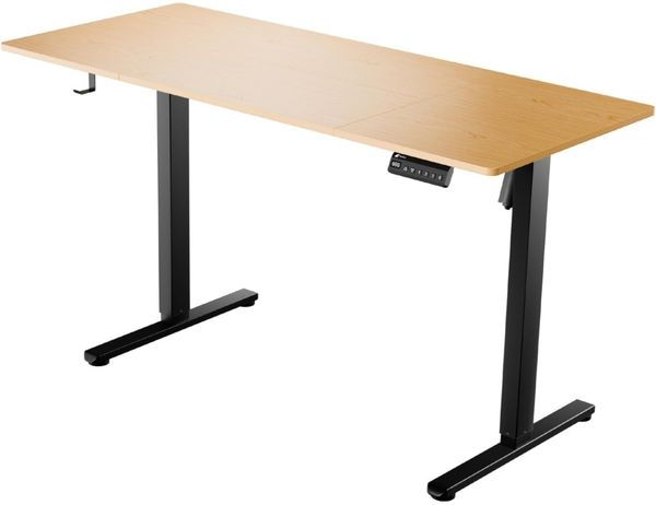 LUTIVO Foxtrot, Höhenverstellbarer Schreibtisch Elektrisch, Memory-Funktion und Kabelmanagement, 120x60 cm, Schwarz/Holz