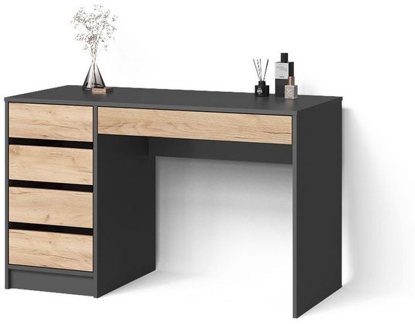 Livinity® Schminktisch Imola, Anthrazit/Goldkraft Eiche, ohne Spiegel (1-St)