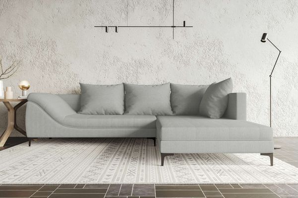 99rooms Loni Ecksofa Cordstoff POSO Hellgrau Rechts