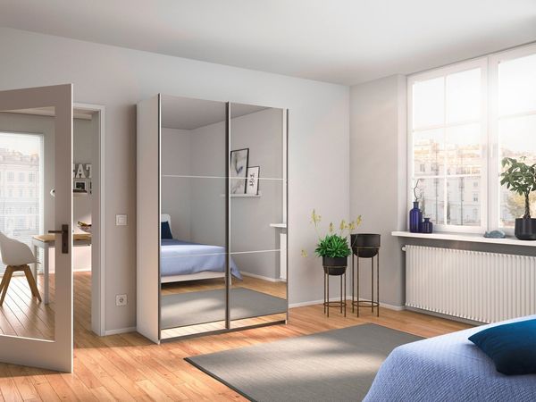 rauch Schwebetürenschrank Kleiderschrank Schrank Garderobe REFLECT inkl. praktischer Innenausstattung mit 2 Stoffboxen MADE IN GERMANY Bild 2