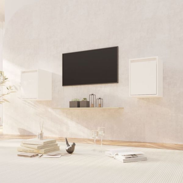 vidaXL Wandschränke 2 Stk. Weiß 30x30x40 cm Massivholz Kiefer 813478
