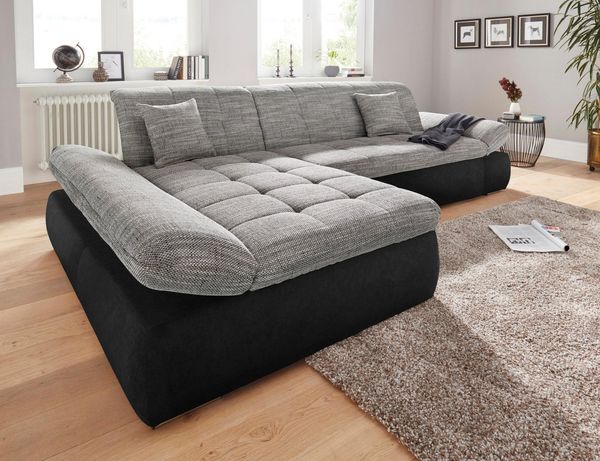 DOMO collection Ecksofa PB Moric wahlweise mit Bettfunktion + Armteilverstellung, L-Form, im XXL-Format, B/T/H:300/172/80 cm, feine Steppung