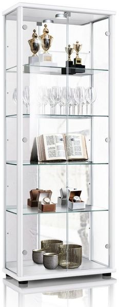 K-Möbel Glasvitrine C1084 (Glasvitrine (176x67x33 cm) mit 2 Glastüren) Glasvitrine stehend