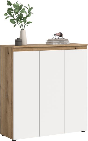 Universalschrank (B/H/T: 105x111x37 cm) in weiß und Evoke Oak Nachbildung