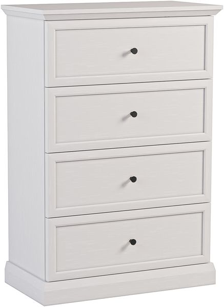 AX LIVING Kommode Schmal Levantos K4S – 75,5 cm, Weiß Opal