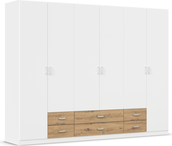 rauch Kleiderschrank, Drehtürenschrank GAMMA, 6-türig, 6 Schubkästen, Alpinweiß, 271 x 210 x 54 cm Bild 3