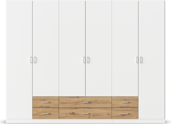 rauch Kleiderschrank, Drehtürenschrank GAMMA, 6-türig, 6 Schubkästen, Alpinweiß, 271 x 210 x 54 cm Bild 2