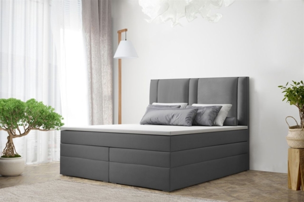 Boxspringbett Schlafzimmerbett CANDELA DELUX 160x200 cm in Kunstleder Grau