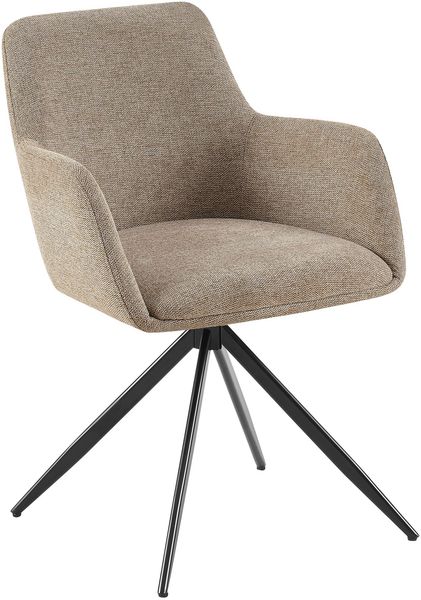CLP Esszimmerstuhl Olema Stoff 180° schwenkbarer Polsterstuhl mit Armlehnen,taupe