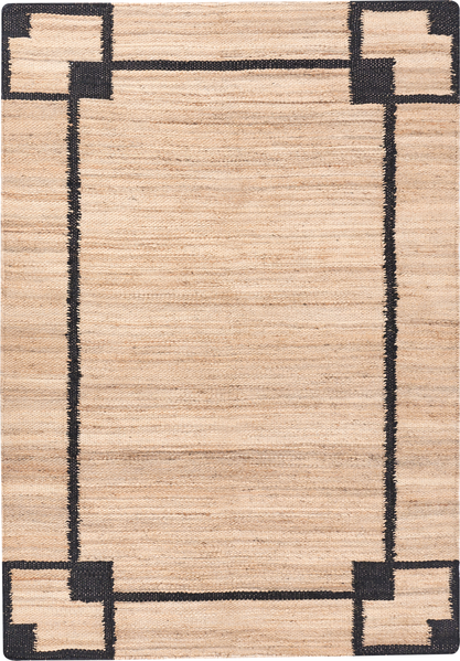 Teppich GONDIA Schwarz Beige 160 x 230 cm Jute