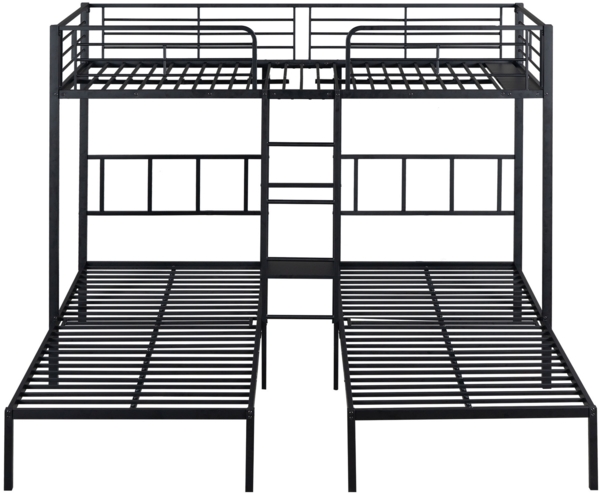 Merax Etagenbett Dreierbett Kinderbett Metallbett mit Leiter 90x200cm*3, schwarz Bild 9
