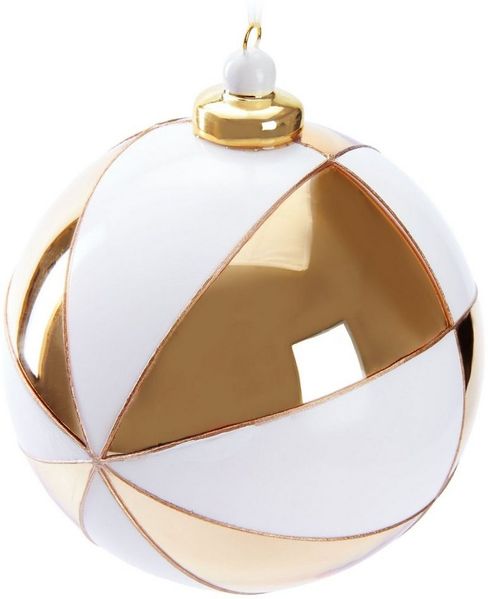 BRUBAKER Weihnachtsbaumkugel Premium Weihnachtskugel mit Gold Muster - 10 cm Baumkugel aus Glas (1 St), Christbaumkugel mit Porzellan Topper - Handarbeit Weihnachtsdeko
