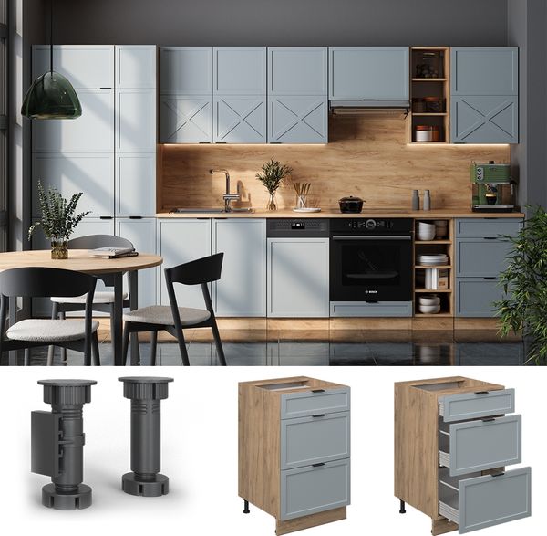 Küchenunterschrank Fame-Line Hellblau-grau 50 cm ohne Arbeitsplatte Vicco Bild 2