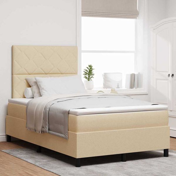 vidaXL Boxspringbett mit Matratze Creme 120 x 190 cm Stoff 3339453