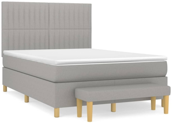 vidaXL Boxspringbett mit Matratze Hellgrau 140x200 cm Stoff 3137317