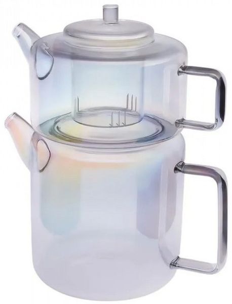 Karaca Teekanne Karaca Flat Borosilikat Glas-Teekannen-Set Luster, 2.9L, Glanz-Optik