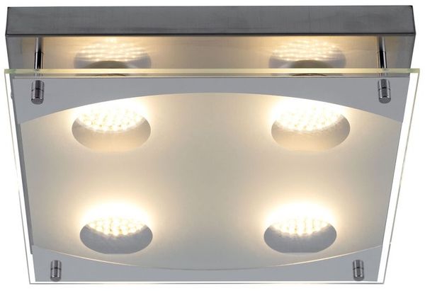 LED Deckenleuchte, chrom, Glas satiniert, L 26 cm