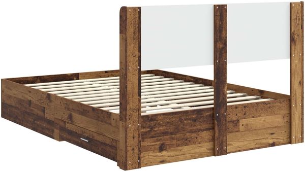 vidaXL Bettgestell mit Stauraum und Kopfteil Altholz 120 x 190 cm 3414497 Bild 8