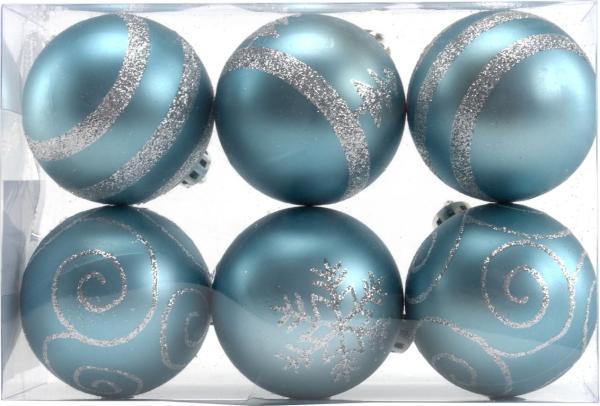 TrendLine Weihnachtskugeln bruchfest 6 Stück, 6 cm Ø dämmerungsblau Christbaum