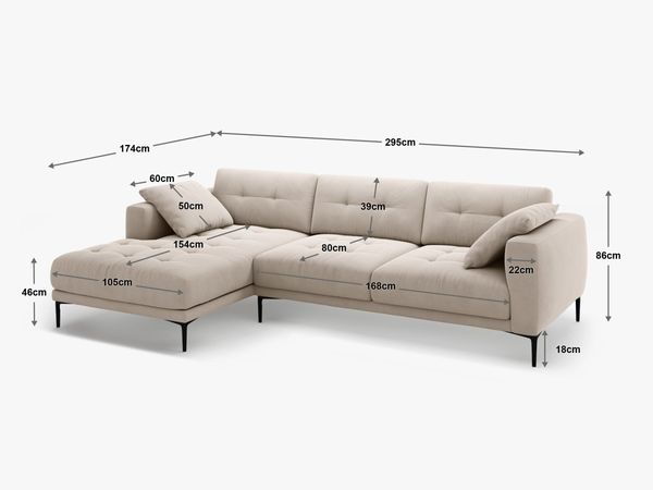 Micadoni Ecksofa Bemy 3-Sitzer Links Samt Grau Bild 6