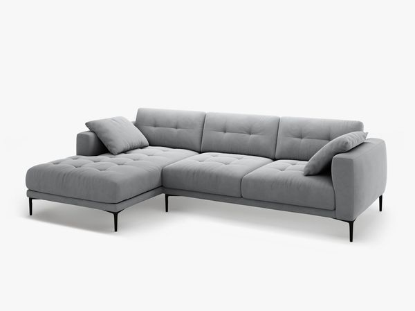 Micadoni Ecksofa Bemy 3-Sitzer Links Samt Grau Bild 2