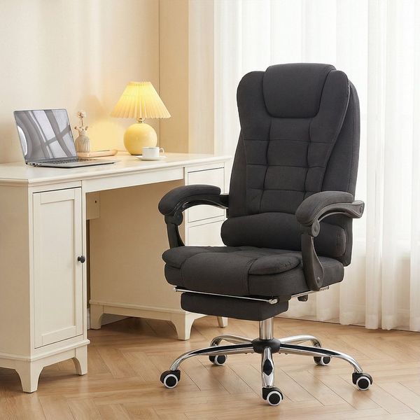 Vinsetto Schreibtischstuhl Bürostuhl mit 6 Massagepunkten, höhenverstellbarer Drehstuhl (PC-Stuhl, 1 St), für Wohnzimmer, Büro, Schwarz