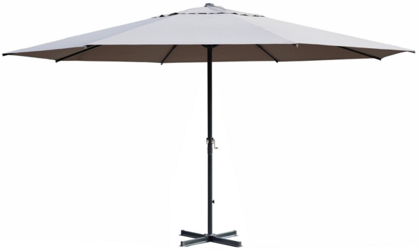 Gardissimo Sonnenschirm Marktschirm Kurbelschirm Gartenschirm hellgr. 5 m mit Kurbel 500 cm, Spar-Set, inkl. Plattenständer, inkl. Ständer