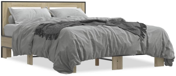 vidaXL Bettgestell Sonoma-Eiche 120x200 cm Holzwerkstoff und Metall 3280108