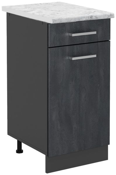 Küchenunterschrank R-Line Schwarz Beton 40 cm AP Marmor Vicco
