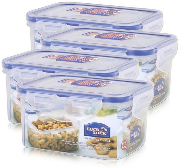 LOCK & LOCK Vorratsdose Lock&Lock HPL807 Vorratsdose 470ml - Luft und Wasserdicht - rechteckig, Kunststoff