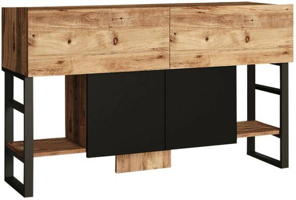 Dmora Konsolentisch Izo, Tisch, Eingangskonsole, Regal, 139x43 h84 cm, Eiche