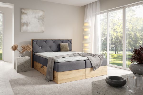 MEBLINI Boxspringbett LOFTY 12 120x200 cm mit Bettkasten – H3/Dunkelgrau Samt Polsterbett - Doppelbett mit Topper & Bonellfederkern-Matratze
