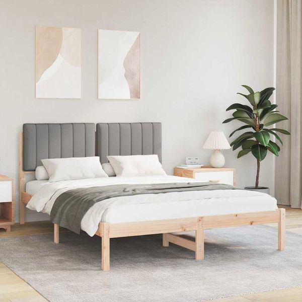 vidaXL Bettgestell mit gepolstertem Kopfteil Hellgrau 140 x 200 cm 878044