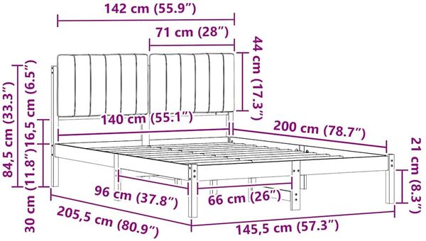 vidaXL Bettgestell mit gepolstertem Kopfteil Hellgrau 140 x 200 cm 878044 Bild 11