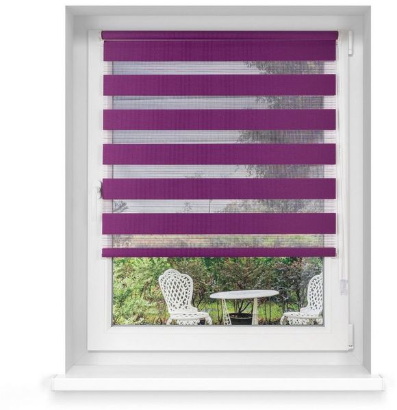 Doppelrollo Klemmfix Doppelrollo / Duo Rollo, 45 x 150 cm, aubergine, Victoria M, blickdicht, ohne Bohren, freihängend, Klemmfix