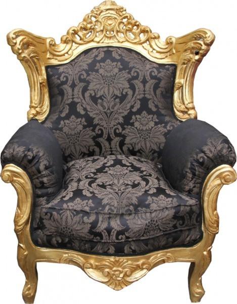 Casa Padrino Barock Sessel "Al Capone" Schwarz Muster / Gold