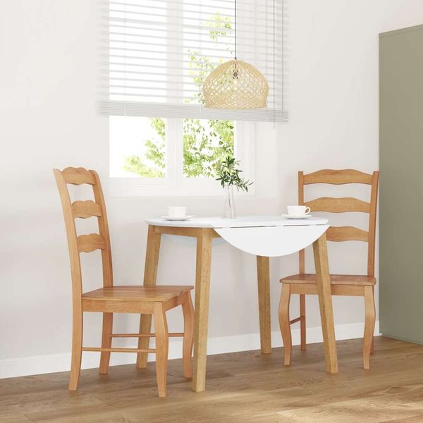 vidaXL Esszimmerstühle 2 Stk. Natur Massivholz Gummibaum 4102494