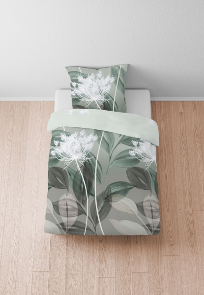 biberna Feinbiber Bettwäsche 0004100 BLÄTTERRANKE, fichte, 1x 155x220 cm + 1x 80x80 cm Bild 4