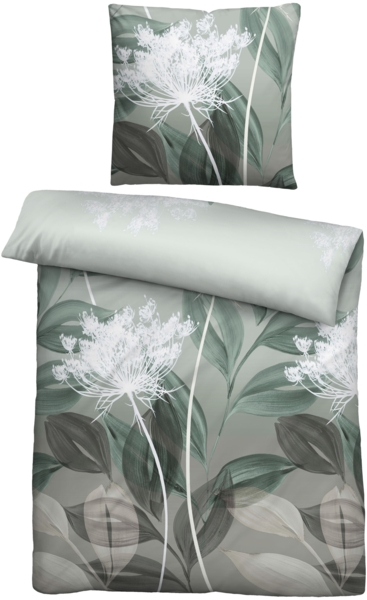 biberna Feinbiber Bettwäsche 0004100 BLÄTTERRANKE, fichte, 1x 155x220 cm + 1x 80x80 cm Bild 1