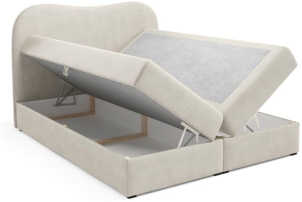 Boxspringbett Schlafzimmerbett DARLIN 180x220cm Stoff Gerra Hellgrau Bild 2