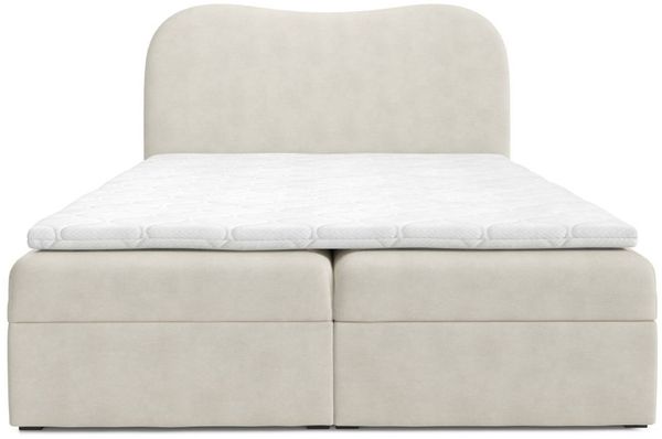 Boxspringbett Schlafzimmerbett DARLIN 180x220cm Stoff Gerra Hellgrau Bild 3