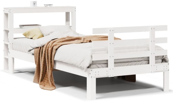 vidaXL Bettgestell mit Kopfteil ohne Matratze Weiß 90x200 cm 3306107