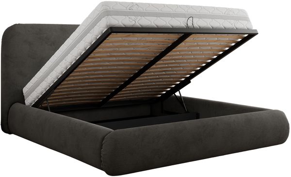 Bett mit Stauraum Polsterbett BENEA CLASSIC, Doppelbett mit Lattenrost Gepolstertes Kopfteil Gasdruckfeder Schlafzimmerbett - 140 x 200 cm - Dunkelgrau Velvet Bild 6