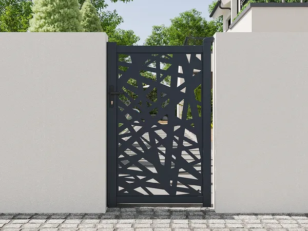 Vente-unique - NATAFO Side gate Metall Grau - B 4,6 cm x H 161 cm x L 103 cm