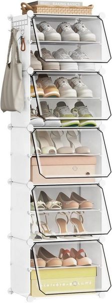 EUGAD Schuhbox (10 St), Schuhorganizer Schuhregal Kunststoff, mit Haken