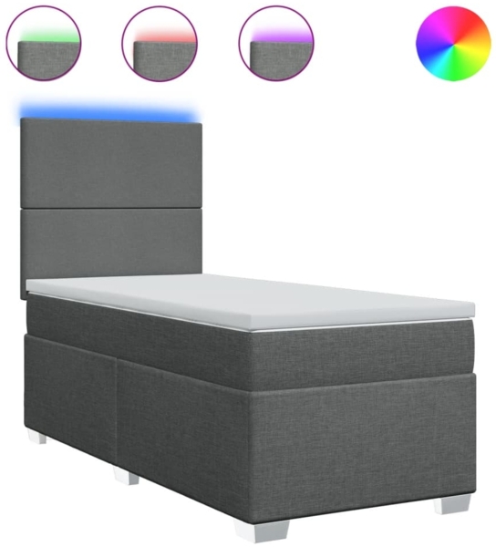 vidaXL Boxspringbett mit Matratze Dunkelgrau 80x200 cm Stoff 3292609