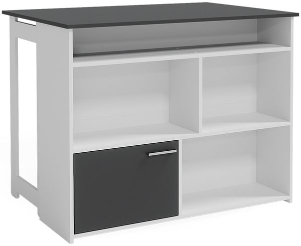 Bartisch Dominic Anthrazit/Weiß 116 x 37 cm 4x offene Fächer und 1x Tür Vicco