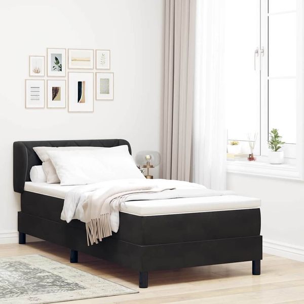 vidaXL Boxspringbett mit Kopfteil Schwarz 90 x 200 cm Samt 3340426