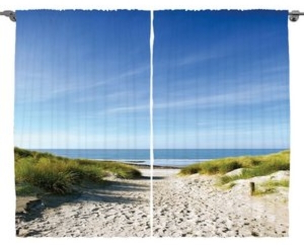 Abakuhaus Gardine Schlafzimmer Kräuselband Vorhang mit Schlaufen und Haken, Ozean Sandy Weg zum Ozean Bild 4