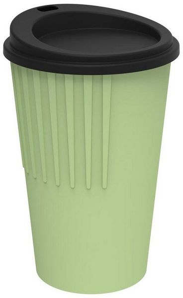elasto Coffee-to-go-Becher Kaffeebecher 300 ml Trinkbecher mit Deckel und Riffel-Optik, Made in Germany, BPA-frei, 100% recyclebar, Heißgetränke, Teebecher